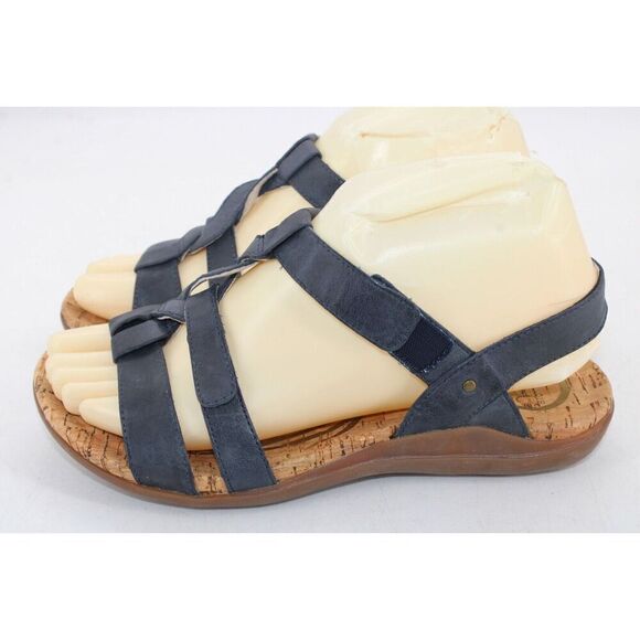 Abeo Women's Bea Braid US 6p Leather Navy Strappy Flats Sandals Shoes - Picture 9 of 11